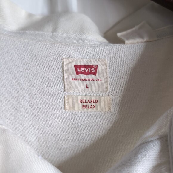 Levi's Vintage Long Sleeve Polo Relaxed Off-White/Dark Green, Large - Picture 3 of 7